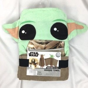 Star Wars Mandalorian Baby Child Yoda Hooded Bath Towel Ears 22”x51” Kids